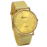 Fashionable Luxury Stainless Steel Mesh Band Business Gold Watch - sparklingselections