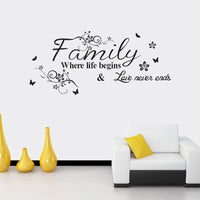 Family Where Life Begins Love Never Ends Removable Wall Stickers - sparklingselections