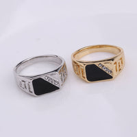 Fashion Gold Plated Black Enamel Men Finger Ring(7,8,9)