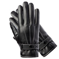 New Stylish PU Leather Warm Gloves With Belt Windproof - sparklingselections