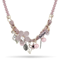 New Fashion Flower Leaf Created Pearl Bead Chain Women's Necklace - sparklingselections