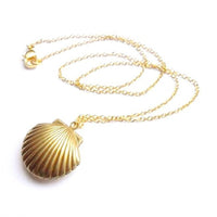 New Stylish Gold Brass Seashell Locket Pendant Necklaces - sparklingselections