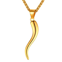 New Stainless Steel Italian Horn Amulet Gold Necklace Pendants Men/Women Gift Jewelry - sparklingselections