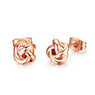 New Beautiful Earrings for Women Rose Gold Color Classic Design Love Knot Post Stud Earrings and Flower Earrings