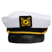 Fancy Dress White Adjustable Skipper Sailors Navy Captain Cap Funny Party Accessory Caps For gifts, men - sparklingselections