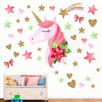 Kids Unicorn Patter Cartoon Fantasy Removable Wall Decal Stickers - sparklingselections
