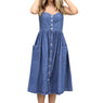 Women's Denim Party Mid-Calf Beach Flare Sexy Dress With Pocket