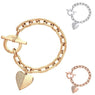 Best Fashion Exquisite Link Chain Polishing Crystal Gold Sliver Rose Gold Wrist Bracelet Trendy Heart Metal Cuff Bracelet For Gifts