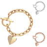 Best Fashion Exquisite Link Chain Polishing Crystal Gold Sliver Rose Gold Wrist Bracelet Trendy Heart Metal Cuff Bracelet For Gifts