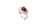 Silver Red Heart Cubic Zirconia Classic Ring for Women