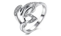Floating Leafs Cubic Zirconia Silver Plated Engagement Ring(7) - sparklingselections