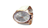 White Fashion Roman Numerals Faux Leather Quartz Women Wrist Watch - sparklingselections