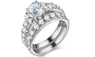 Round Cut Rhodium Plated Wedding Ring Sets