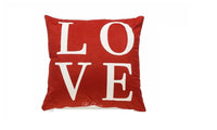 Love Script Holiday Red Cranberry Chevron Lumbar Decorative Cushion Cover Set - sparklingselections