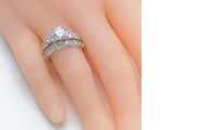 Round Cut Rhodium Plated Wedding Ring Sets - sparklingselections