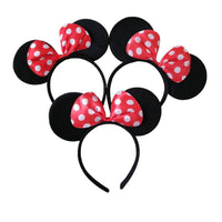 Minnie/Mickey Ears Solid Black & Red Bow Headband 12pcs - sparklingselections