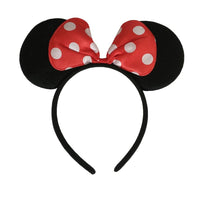 Minnie/Mickey Ears Solid Black & Red Bow Headband 12pcs - sparklingselections