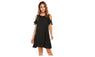 Hollow Out Off Shoulder Dresses Back Button Free Ruffles Short Dress