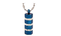Blue Tone Stainless Steel Cylinder Pendant Necklace - sparklingselections