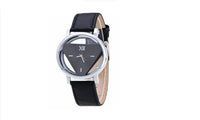 Leather  Hollow triangle Round Case Wristwatch - sparklingselections