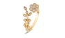 Cubic Zirconia Gold Plated Flower Ring For Women (Adjustable)