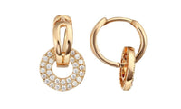 Rose Gold Color Circle Paved Zircon Stone Loop Earrings - sparklingselections