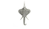 Vintage Silver Tone Elephant Pendent Long Necklace - sparklingselections