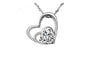 Double Beloved Heart -shaped Clear Crystal Pendant Necklace