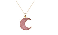 Druzy Resin Moon Pendant Necklace For Women - sparklingselections