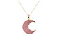 Druzy Resin Moon Pendant Necklace For Women