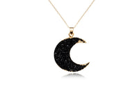 Druzy Resin Moon Pendant Necklace For Women - sparklingselections