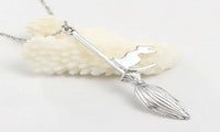 Punk Magic Broom With Cat Pendant Necklace For Women - sparklingselections