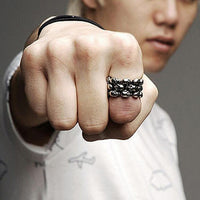 New Men's Gothic Skull Finger Charm Stainless Steel Ring - sparklingselections