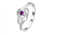 Silver Plated Flower Shape CZ Crystal Ring For Women (7,8)