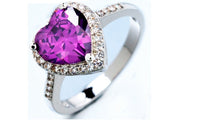 Fashion Purple Crystal Elegant Heart Shape Ring (6,7,8)