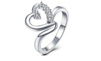 Fashion Silver Plated Cubic Zirconia Heart Shape Ring (7)