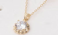 CZ Crystal Rhinestone Gold Color Pendant Necklace