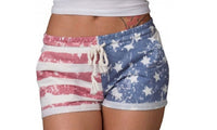 Elastic Mid-Waist American Flag Print Casual Short Pants For Women - sparklingselections