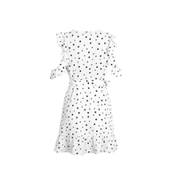 Ruffle Cold Shoulder Polka Dot Print Summer Dress For Women - sparklingselections