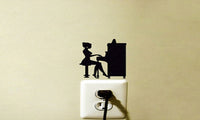 Piano Player Cartoon Creative Vinyl Switch Sticker