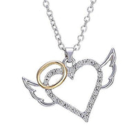 Angel Wings Love Heart Pendant Necklace Ladies Top Quality Silver Crystal Necklace Jewelry For Gifts, Girls