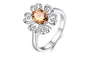 Silver Plated Sunflower Shape Round Crystal Ring (7,8)