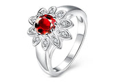 Trendy Flower Shape Inlaid Crystal Silver Plated Ring (7)