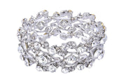 Silver Plated Multi-Leaf Bridal Bracelet Bangle - sparklingselections