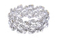 Silver Plated Multi-Leaf Bridal Bracelet Bangle