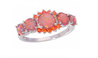 Opal Orange Garnet Silver Plated Ring - sparklingselections