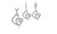 Double Heart Necklace Women Earrings Jewelry Sets - sparklingselections