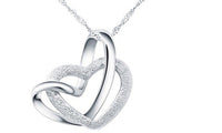 Silver Plated Double Heart Pendant Necklace - sparklingselections