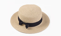 Ribbon Round Flat Top Straw Beach Hat - sparklingselections