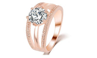 Crystals Rose Gold Color Flower Ring - sparklingselections